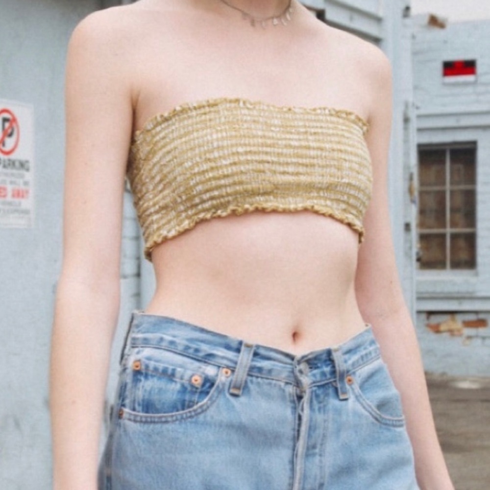 Brandy Melville Gingham Kessy Smocked Tube Top - Picture 1 of 5